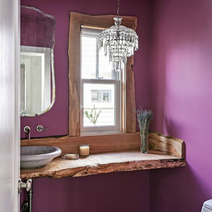 Purple Bathroom Marble Sink Ablakpárkány Beltéri Rusztikus
