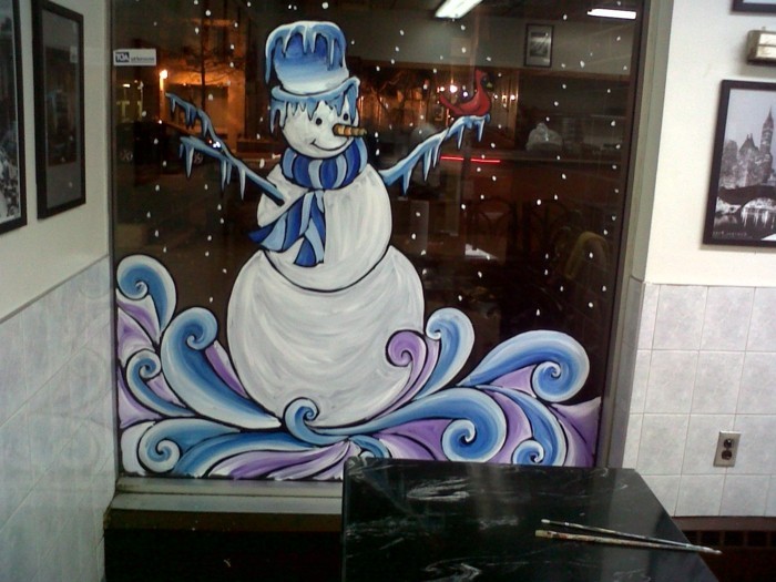 Fensterdeko-joulu-Tinker-mielenkiintoinen-lumiukko