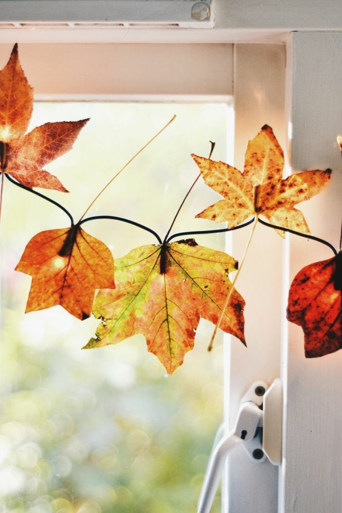 Fensterdeko-за-есен-красив-листата на дърветата