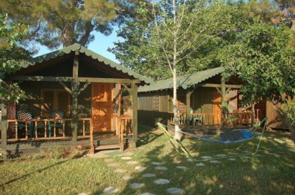 bungalow terminado-puramente en la naturaleza - hierba y columpio