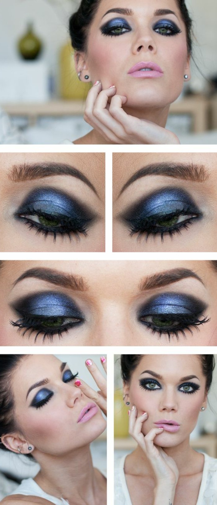 εορταστική-make-up και μπλε σκιά ματιών smokey μάτια συμβουλές make-up-