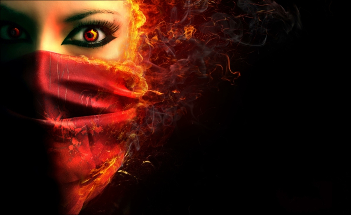 Tűz-tapéta-a-gyönyörű-nő arcát