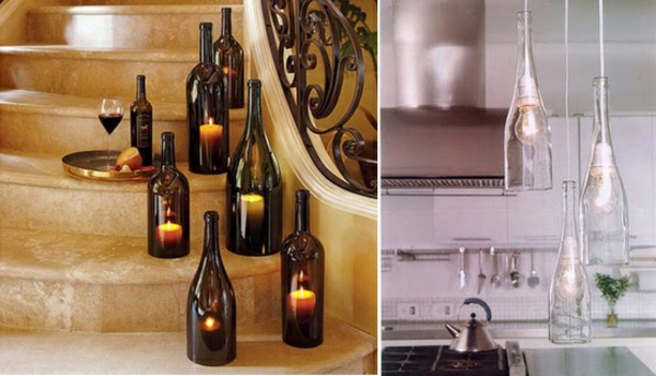 الشموع في زجاجات - تجعل نفسك ومطبخ مع مصابيح معلقة محلية الصنع - استخدم الزجاجات مرة أخرى