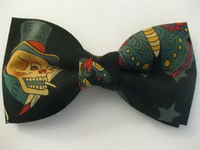 летене или вратовръзка Fancy-папийонки-totenkoepf-дизайн-тъмен цвят-идея-папийонка
