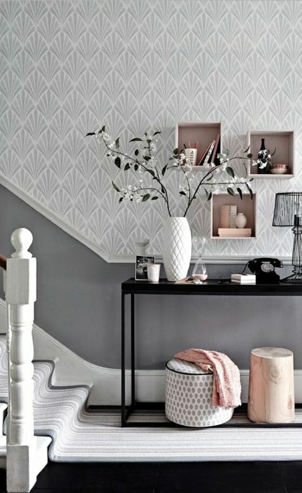 corredor-set-ideas-pasillo-hacer-papel pintado de color gris