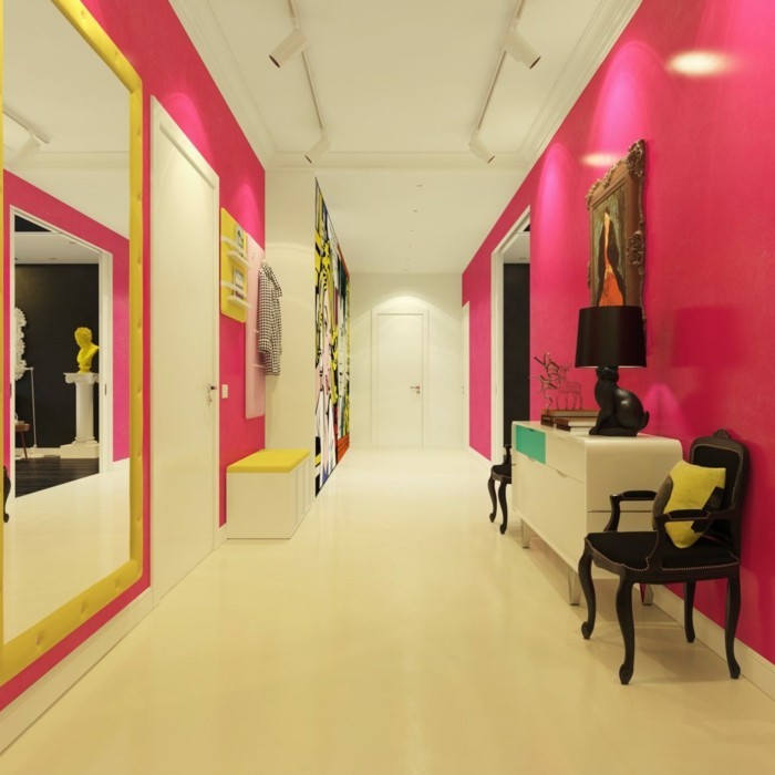 коридор-обнови-дългосрочен коридор-в-с-розово и жълто стени