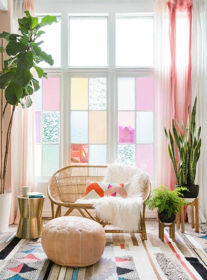Merry-design-avec-coller temps couleur banc la fenêtre