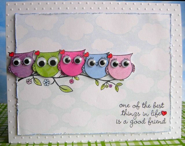 prijateljstvo kartica prtljati-s-papir-razglednicu sama-do-DIY-razglednice-Tinker-lijepe-original-ideje