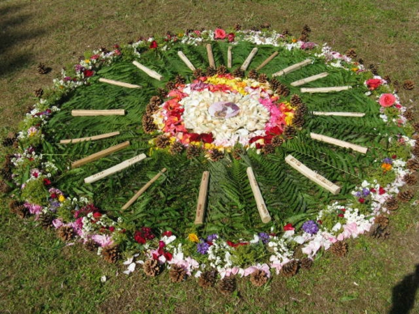 alegres alfombras de flores cadáver-Ronda-forma