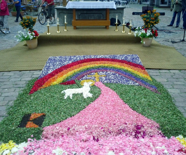 cadáver contento de flores alfombra muy colorido acto