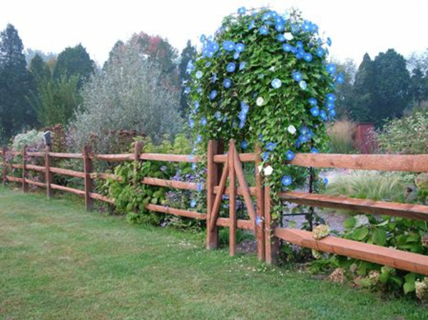 градинска ограда - модерни цветя в синьо