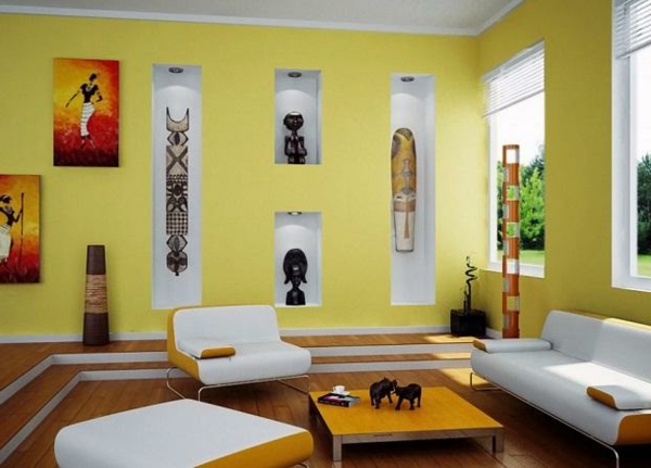 žute boje na zidu moderan dizajn interijera žuta