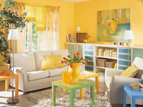 الأصفر وظلال غرفة المعيشة، أثاث اتجاهات الداخلية-تزيين-الأفكار أصفر اللون