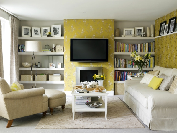 otthoni dekoráció otthoni - fekete tv és fehér bútorok a nappaliban