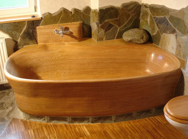 acogedora madera-bañera-suelo de madera
