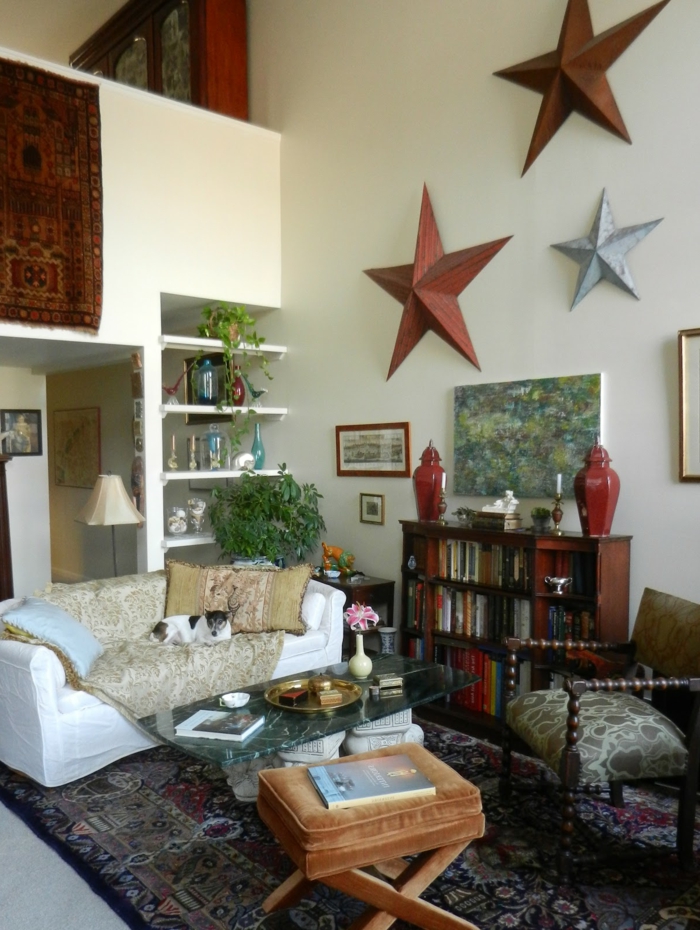 уютен интериор-ретро дизайн съоръжение-оригиналната стена декоративни звезда