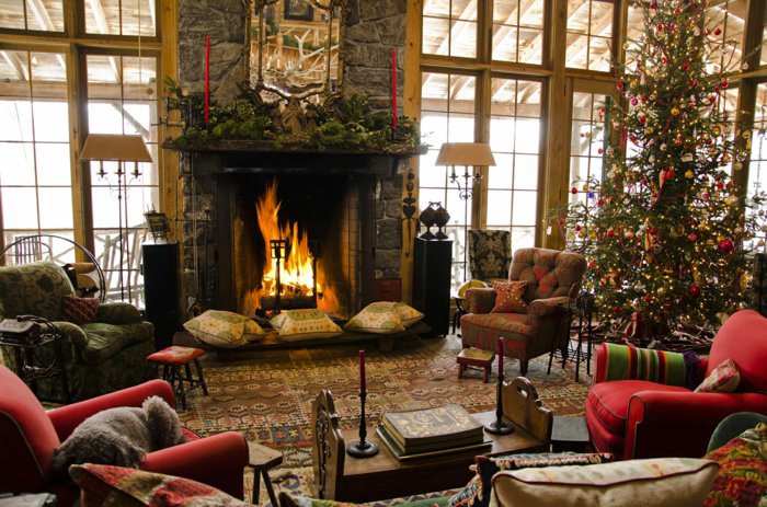 hangulatos nappali-belső gyönyörű karácsonyi dekoráció
