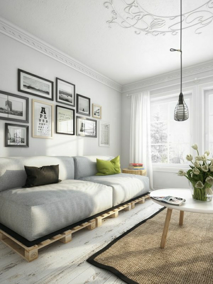 hangulatos nappali kinyitható raklapüzemektől Beige Párna kép ipari lámpa