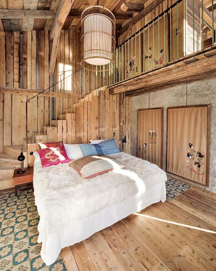 άνετο υπνοδωμάτιο-design-πολλά ξύλινα τόνους