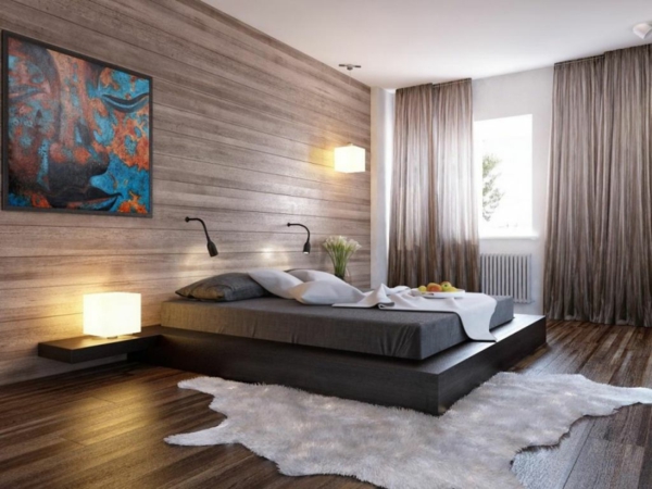 دافئ-أنيقة-غرفة نوم-تصميم-جميلة-أمثلة الجدار أفكار وتصميم غرفة نوم