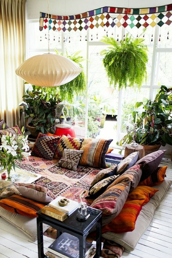 viihtyisä olohuone-kasvi-make-no-huonekalujen colorful-