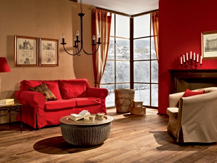Viihtyisä-olo-puna malli kahden kuvia-over-the-sohva