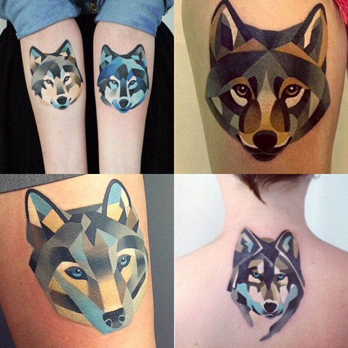 geometrijska tetovaža predložaka Wolf crtež