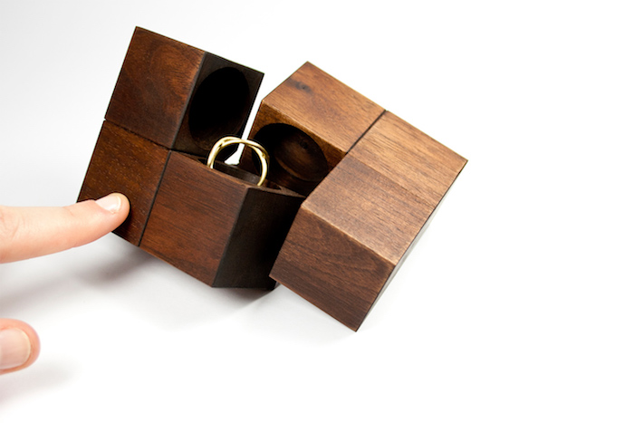 Embalaje de joyería, anillo de oro, madera, caja de madera para joyería, joyero