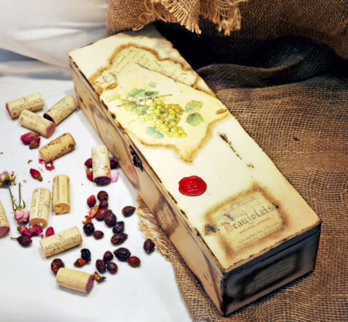 кутия за вино, техника за салфетки, направете своя собствена, творческа идея за подарък, раздайте вино
