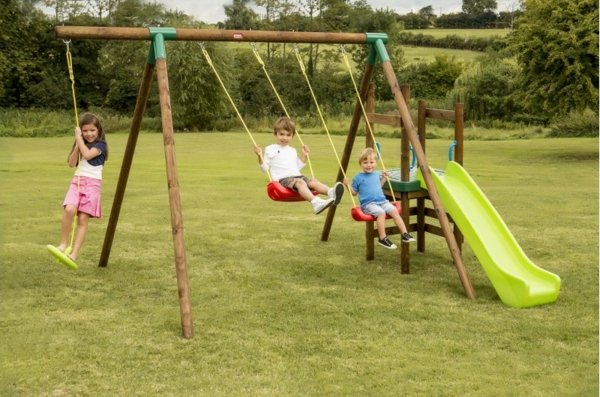 -Swing-se-construire jardin-Slide design idées-jardin-terrain équipements-