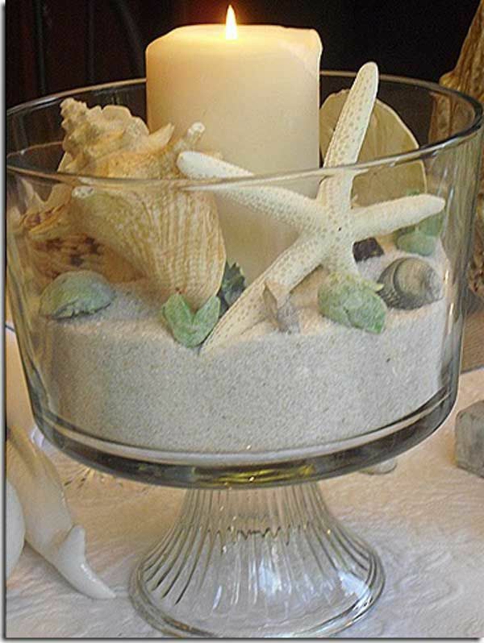 gläzerne školjki pijesak školjke morska zvijezda svijeća