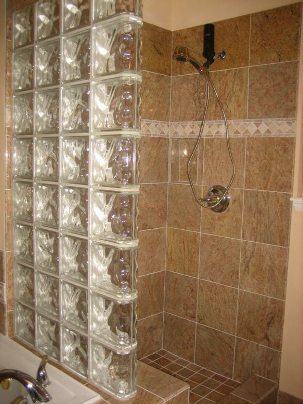 bloques de vidrio mirar-para-shower-modernización