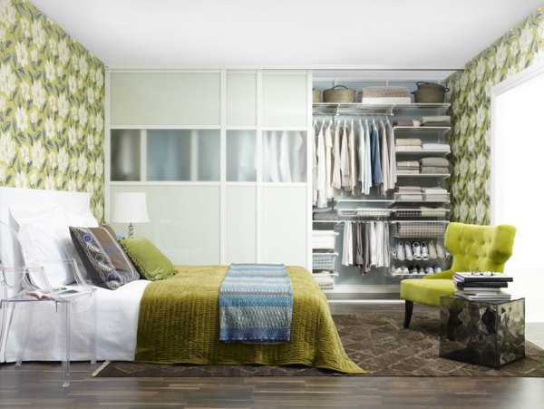 esquemas de color verde en el dormitorio - revestimiento de paredes