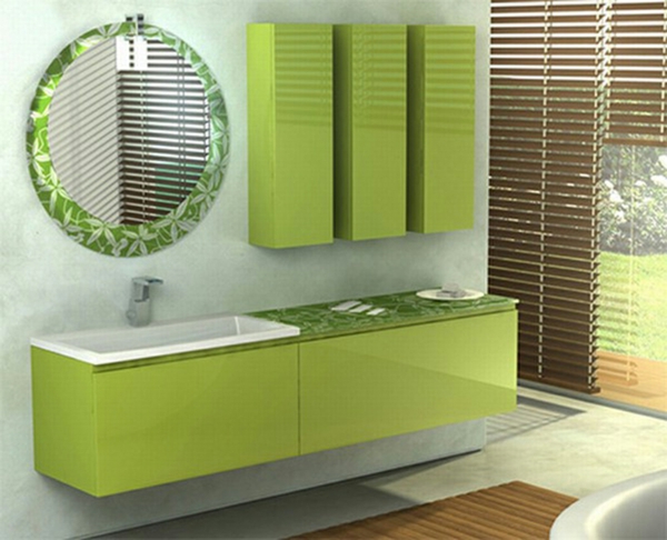 meubles-verts-dans-la-salle de bain-stores