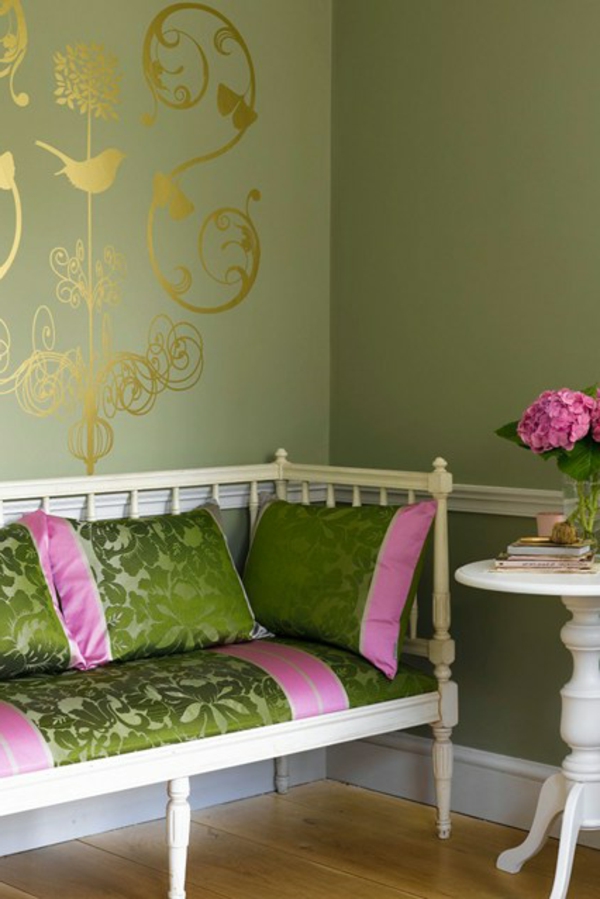 зелена стена цвят-за-дневна маслинова красив дизайн