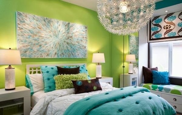 الأخضر جدار تصميم لغرفة نوم-جدا-لطيفة