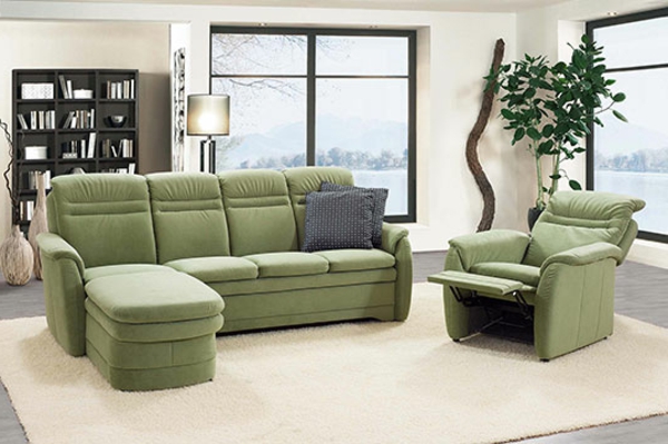 зелен диван с шезлонг-стол Living Design