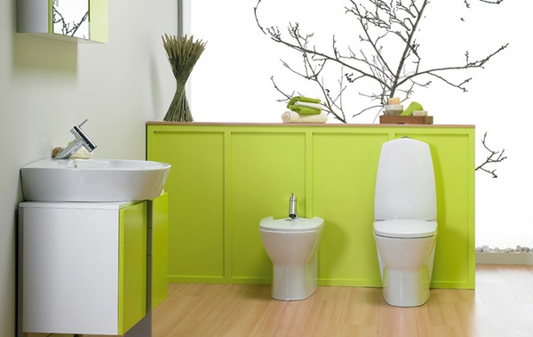 zöld fürdőszoba Deco növény ágai