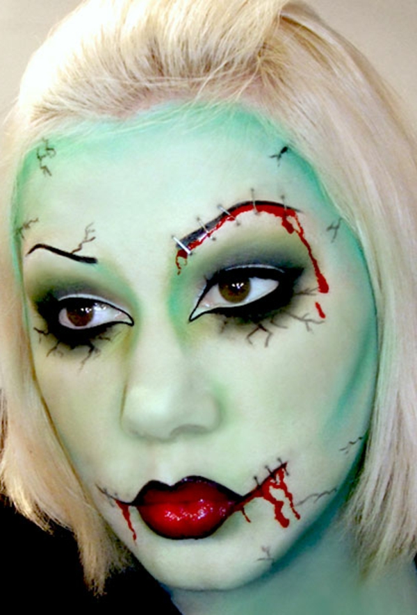 zöld Halloween make-up-zombi