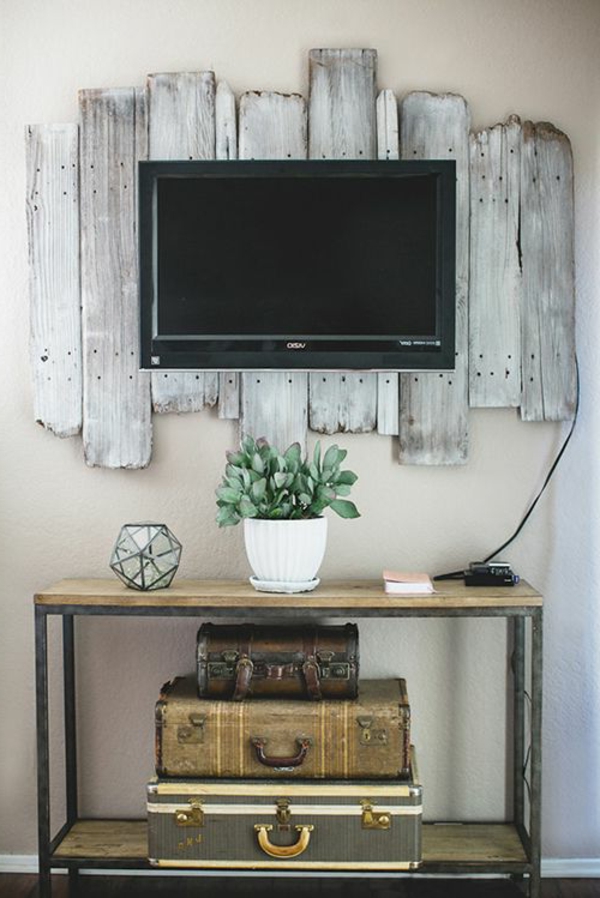 gris-palet de madera idea detrás de la TV-cool