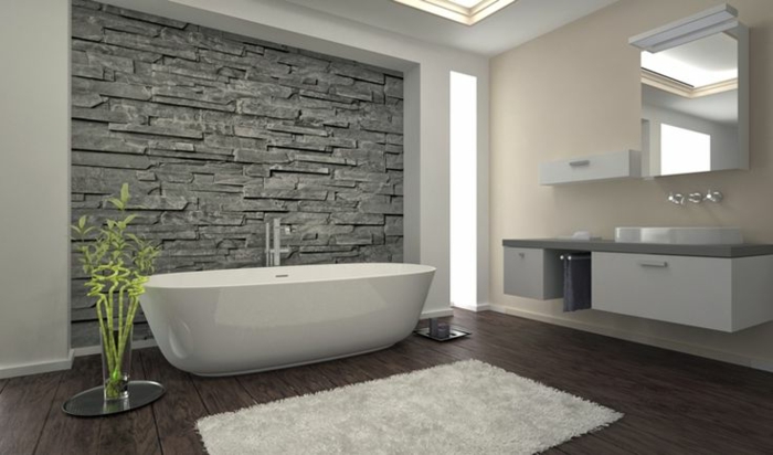 сив цвят на стената баня-модерен външен вид