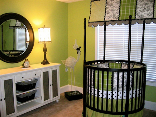 bijela ormarić ogledalo zelena boja za dizajn dječje sobe