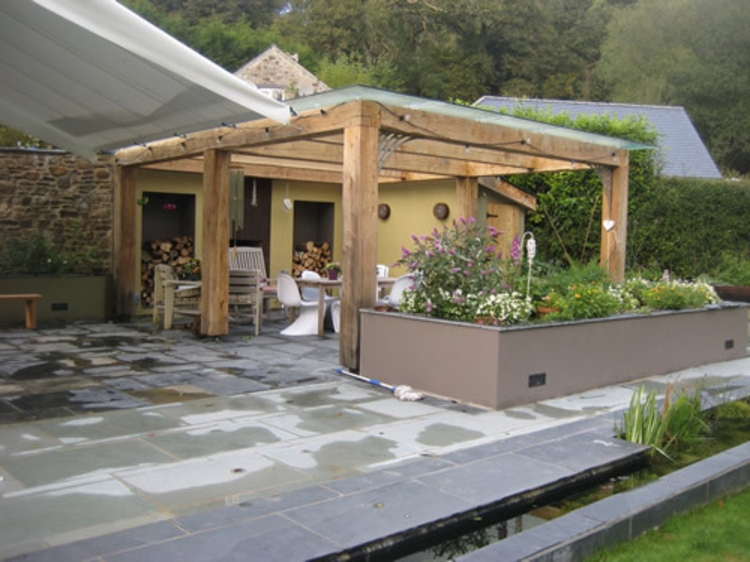 пергола дървена тераса-градина-шик-благородно-модерен нов стилен дизайн