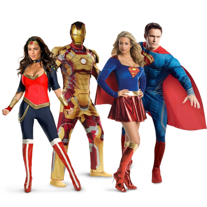 Марвел срещу DC костюм група с Супермен Суперчонец Ironman и чудеса жена