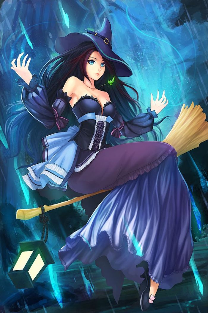 Halloween képeket egy boszorkány, aki egy seprűn keresztül repül az Esti Szentek előtt
