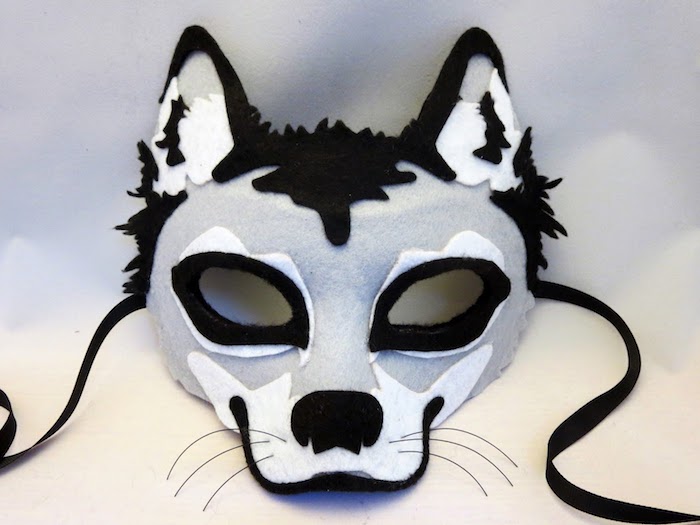 μια γκρίζα μάσκα λύκου για τα παιδιά - κάνουν την Απόκριση μάσκα στον εαυτό σου