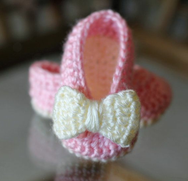 crochet-para-baby-crochet-bebé zapatos-con-hermosa-diseño-ballet zapatos