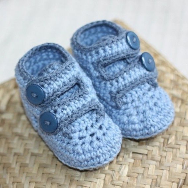 azules ganchillo para-baby-crochet-bebé zapatos-con-hermosa-diseño-in