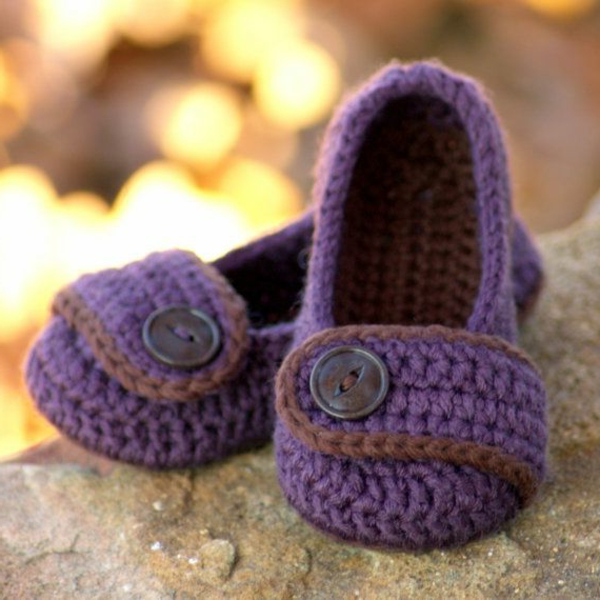 crochet-para-baby-crochet-bebé zapatos-con-hermosa-diseño-in - púrpura