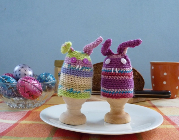 плетене на една кука научите Цветните яйца топло Colorful Хеър за великденския заек